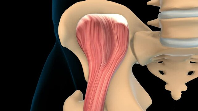 Iliacus muscle anatomy for medical concept 3D rendering