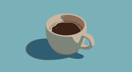 Obraz premium Modern flat vector of cup of coffee in soft color tones