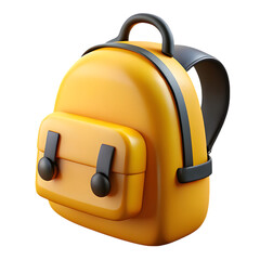Yellow backpack 3d render isolated on transparent background