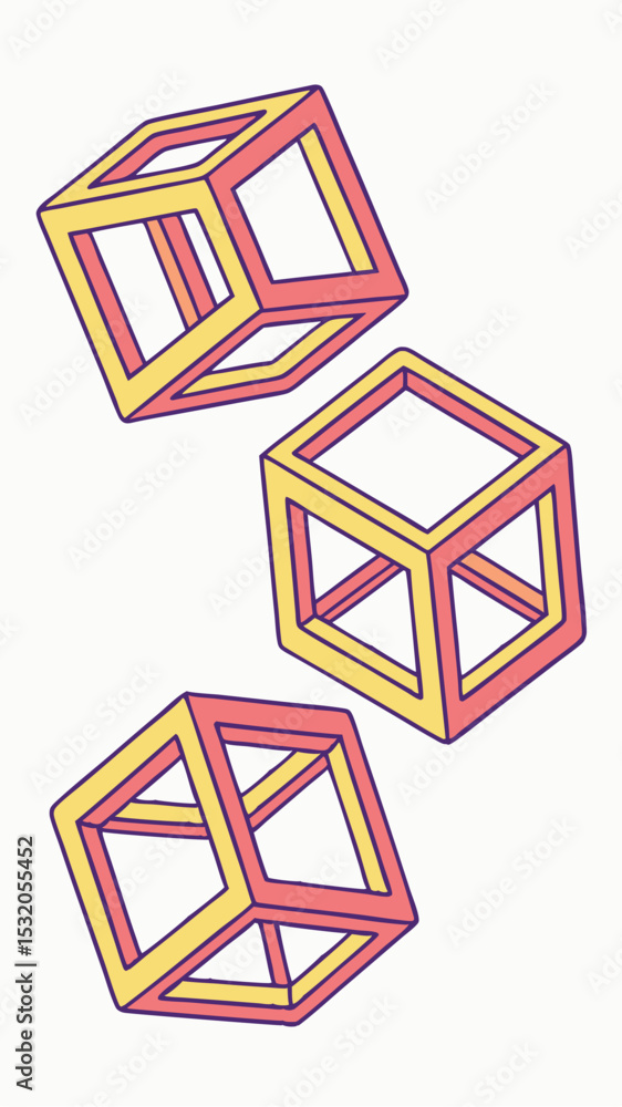 Poster colorful floating cubes graphic design element with geometric and abstract style