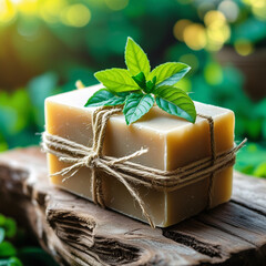 _A_handcrafted_beige_soap_bar HD 8K wallpaper Stock Photographic Image