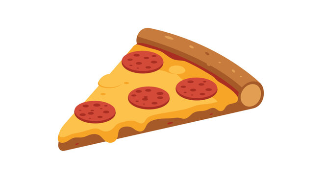 Minimalist flat vector of slice of pizza on a clean white background