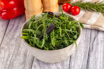 Fresh green ruccola salad leaves