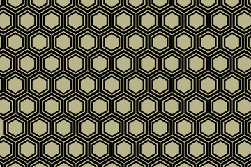 Fototapeta premium 和風シームレスパターン背景 亀甲黒枠茶色 グラフィック素材 