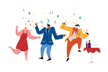 Cartoon hand-drawn flat vector illustrations of characters for festival celebrations