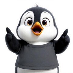 Penguin Pointing Upward Cartoon Animation Character