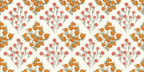 Seamless watercolour and unique floral pattern background for covers, notes, banner. Soft backgrounds colour. Watercolour art work. Flower stalk. Colourful flower.