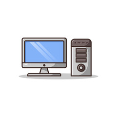 Computer Cartoon Vector Illustration - Isolated on a White Background.