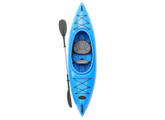 kayak with paddle isolated on transparent background