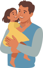 Obraz premium Father holding daughter illustration for Fathers Day