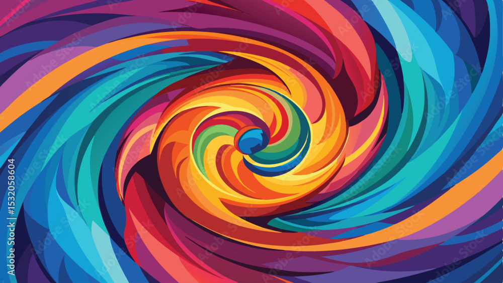 Poster dynamic abstract colorful swirl illustration with multicolored geometric design elements