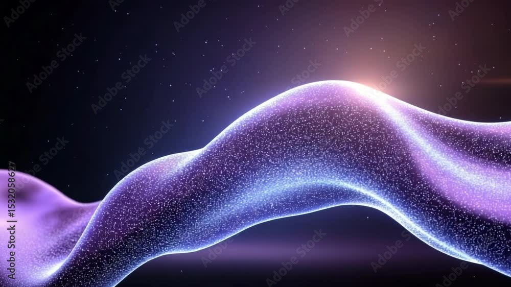 Poster abstract waveform: a mesmerizing abstract image of a flowing, iridescent waveform against a cosmic b