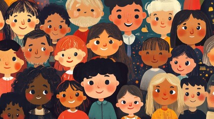 Diverse group of people's faces