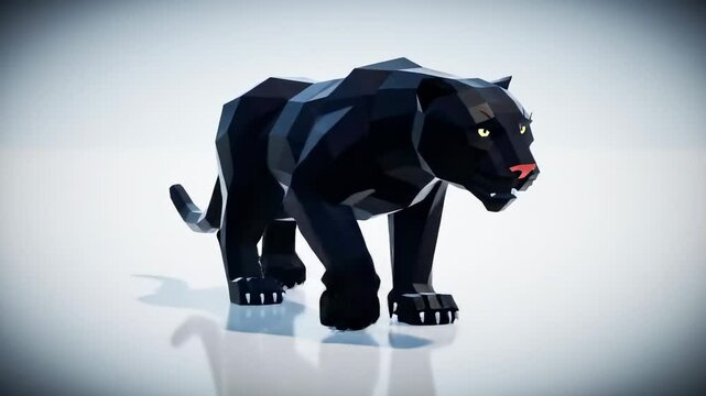 Low poly black panther illustration