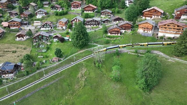 Mountain Train to Village of Wengen, Jungfrau - Switzerland