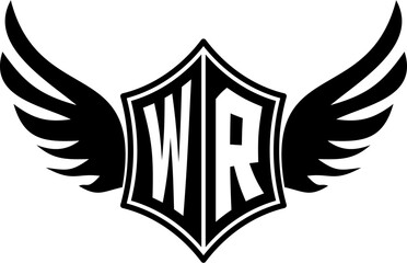 WR logo emblem with winged and shield template