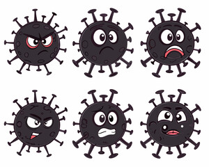 Isometric vector icons of coronavirus emojis with vivid angry and frightening faces, perfect for digital health campaigns.