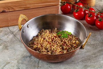 Boiled quinoa cereal in the bowl