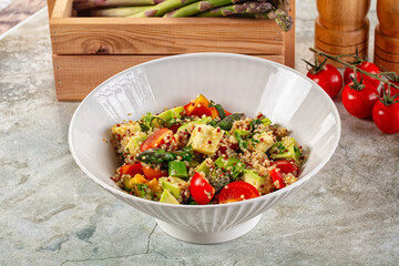Salad with quinoa asparagus avocado