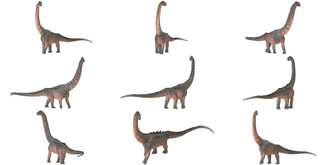 Set of sauropod dinosaur figurines isolated on white. © Ilie