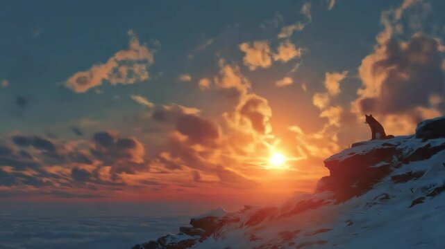 Wolf Sunset Mountain Peak.
