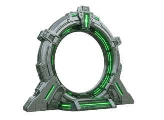 Futuristic sci fi portal gateway isolated on transparent background