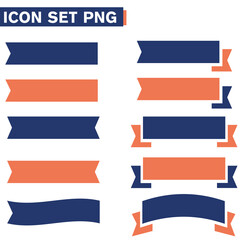 Nastro blu arancione grande set   Collezione di striscioni nastri. Isolato su sfondo  . - illustrazioni 