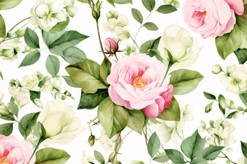 Obraz premium Watercolor Flowers Bouquets, illustration background