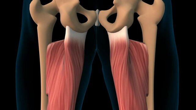 Adductor magnus muscle anatomy for medical concept 3D rendering
