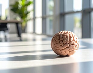 Brain Model Office Desk Plant Creative Thinking