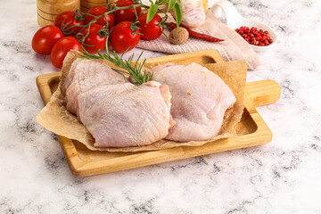 Raw chicken thighs for cooking