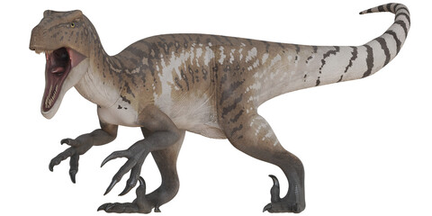 Lifelike dinosaur model roaring fiercely.
