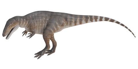 Realistic 3D rendering of a dinosaur in motion