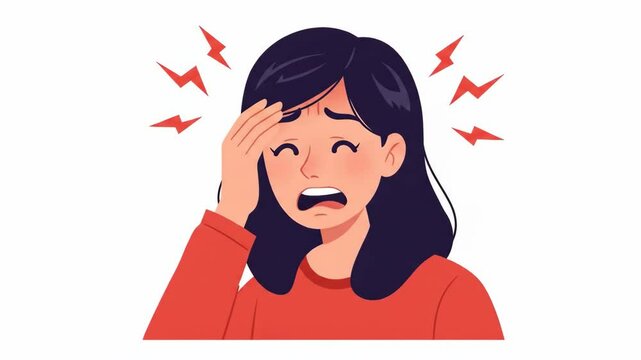 Woman experiencing head pain illustration