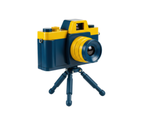 Isolated Toy Camera on Tripod Classic Design