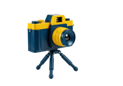 Isolated Toy Camera on Tripod Classic Design