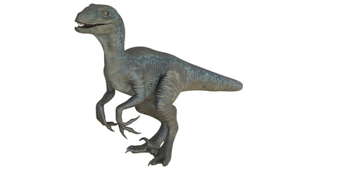 Realistic dinosaur model in a dynamic pose.