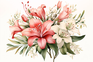 Watercolor Flowers Bouquets, illustration background