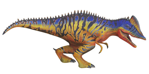 Colorful dinosaur illustration with vibrant patterns.