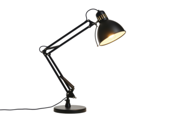Isolated Black Desk Lamp with Adjustable Arm
