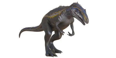 Fototapeta premium Realistic dinosaur model in dramatic pose.