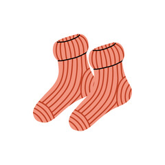 Warm Knitted Socks, Hand Drawn Flat Illustration