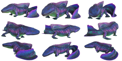 Colorful alien-like aquatic creatures displayed.