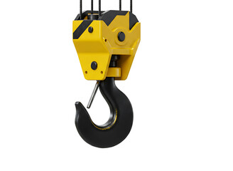 crane hook with pulley isolated on transparent background