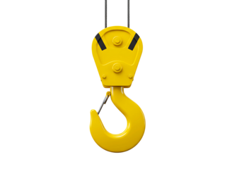 crane hook with pulley isolated on transparent background