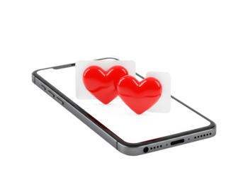 Isolated Smartphone with Heart Icons Social Media