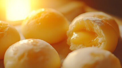 Custard Buns Close-up Delicious Filling in Baked Sweet Treat