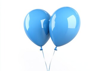 Two light blue balloons isolated on white background