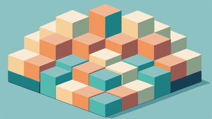 Fototapeta premium Isometric cubes geometric abstract design with pastel colors suitable for various projects