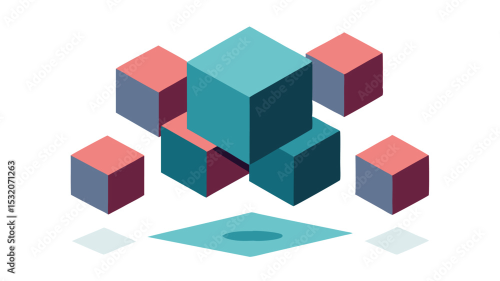 Poster isometric cubes illustration with transparency suitable for various design projects and applications